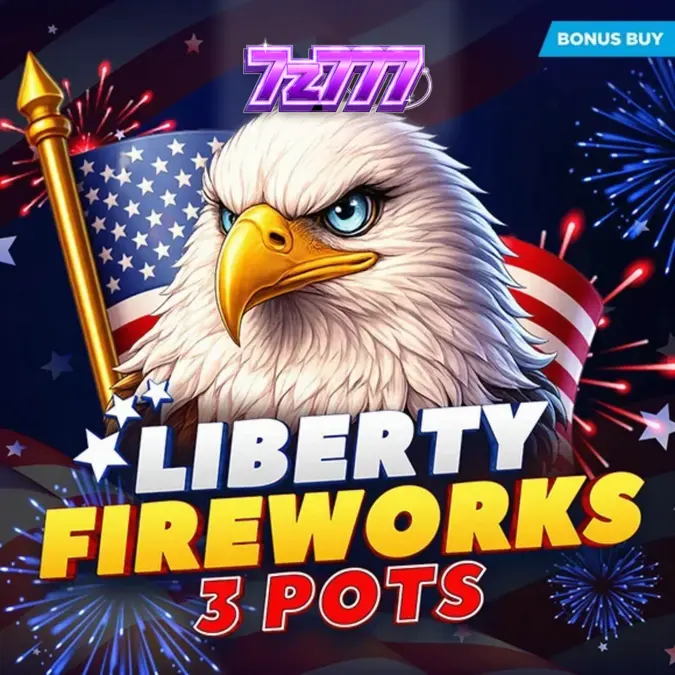Liberty Fireworks 3 Pots স্লট গেমের একটি দৃশ্য যেখানে আতশবাজির ঝলকানি দেখা যাচ্ছে।